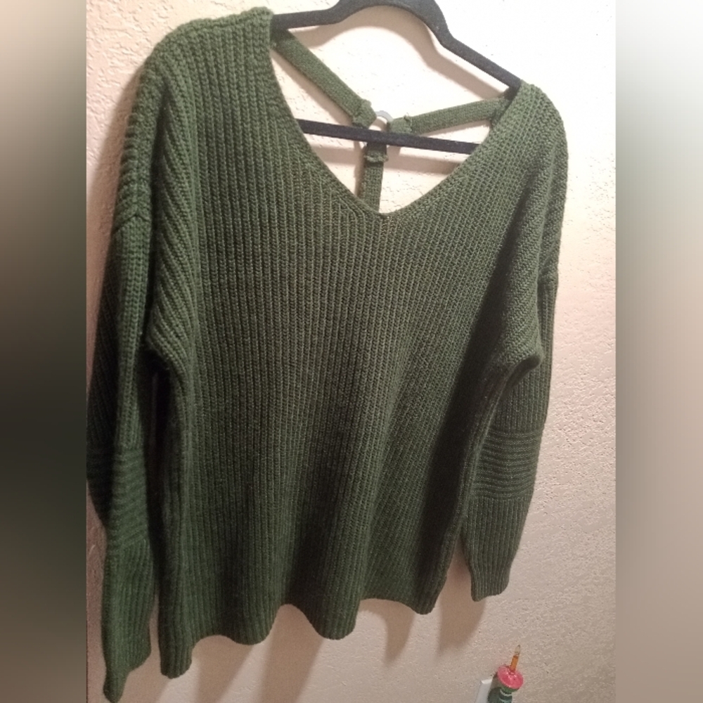 BYdesign Sz 1X Green Knit Sweater